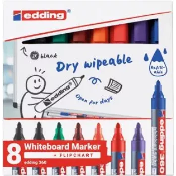 Tahvlimarker Edding 4-360-8-S2999, 1,5–3 mm ots, sorteeritud värvid, 8 tk pakend