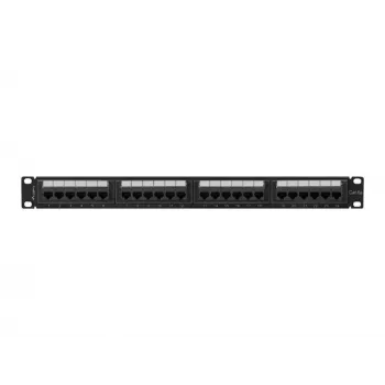 Patch-paneel 1U LANBERG PPUA-1024-B, 24 porti, Cat6a, U/UTP, 1U rack, sügavus 102 mm, metall, must