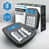 Akulaadija everActive NC1000MV2 — Ni-MH 4-pesaline USB-C laadija, 4 akut, 5 V, must, 110×99×38 mm