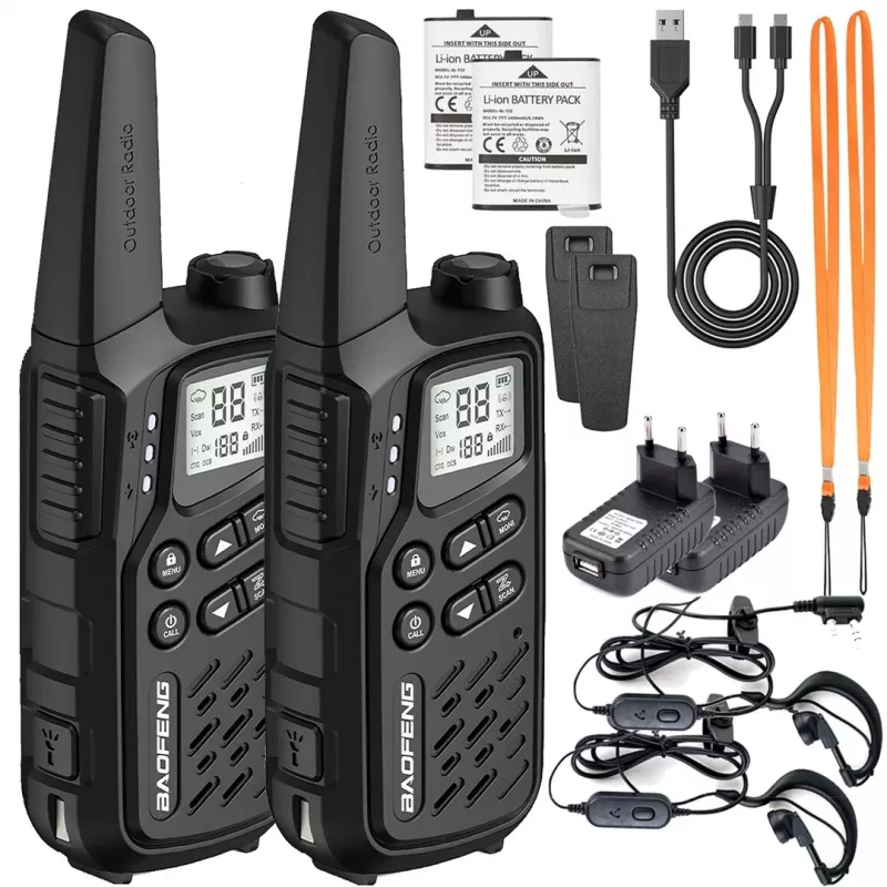 Walkie-Talkie Baofeng BF-T25E Must, 2 tükki