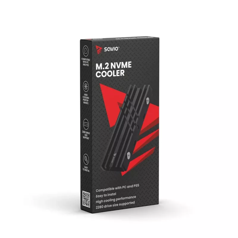 Õhkjahutus SAVIO M.2 NVMe 2280 AK-60 must jahutusradiaator 22x80 mm SSD-le