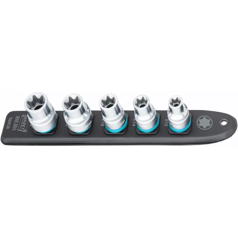 Socket set Hazet 900E-SR/5 — 1/2 inch drive TORX E12–E20 short sockets