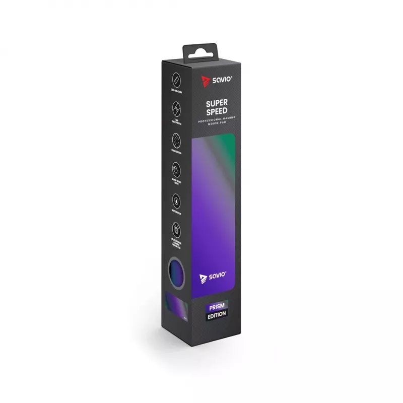 Mänguhiirematt SAVIO Super Speed L Prism Edition — 700×300×3 mm, lilla, õmmeldud servad, libisemiskindel alus