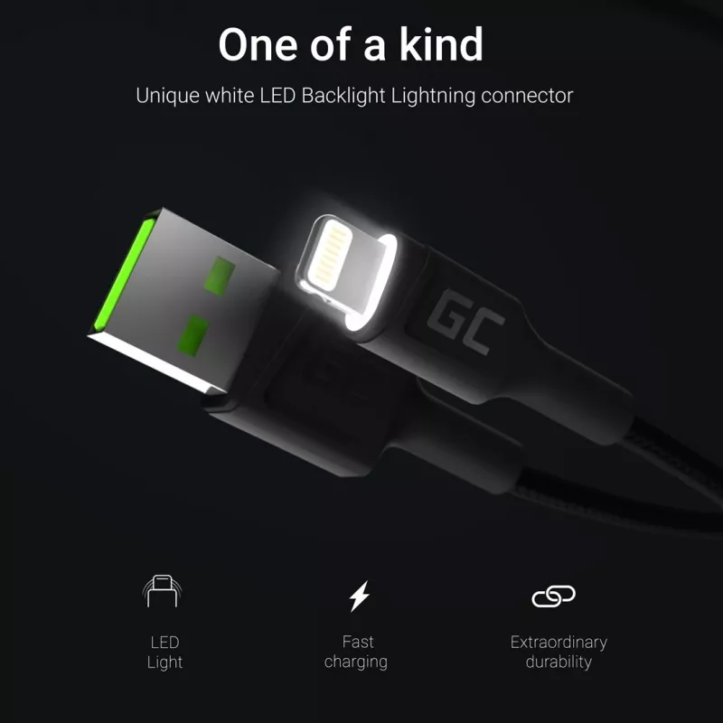 Lightning to USB-A kaabel roheline Cell KABGC12, 2 m, Lightning – USB A, Must