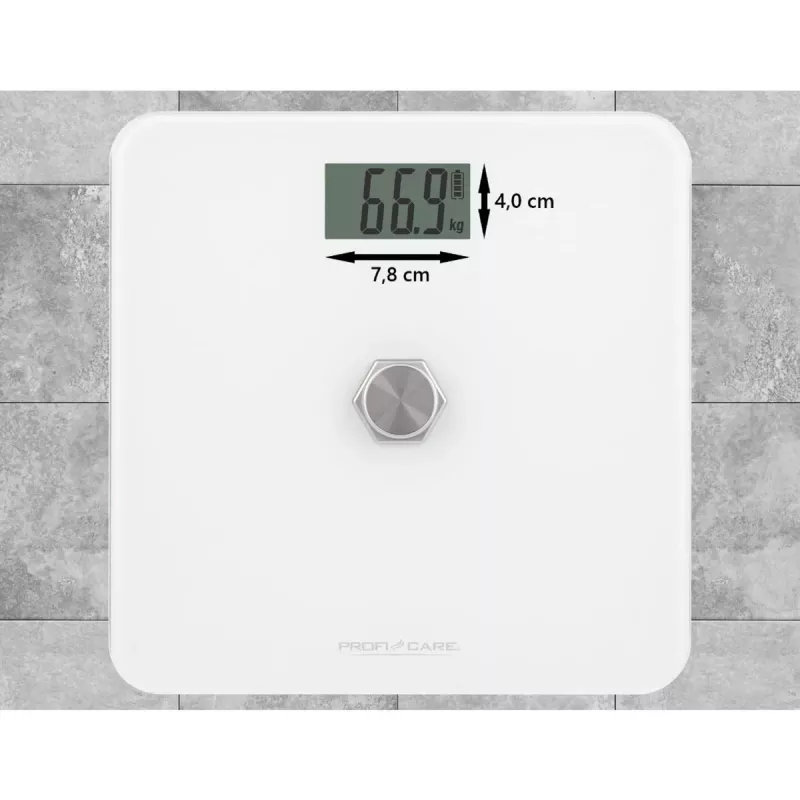 Elektrooniline isiklik kaal Profi-Care PC-PW 3112 – kandevõime 180 kg, täpsus 100 g, 310×310×44 mm, LCD-ekraan