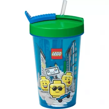 Room Copenhagen LEGO tass kõrrega Iconic Boy Bright Blue (sinine/roheline, 500 ml)