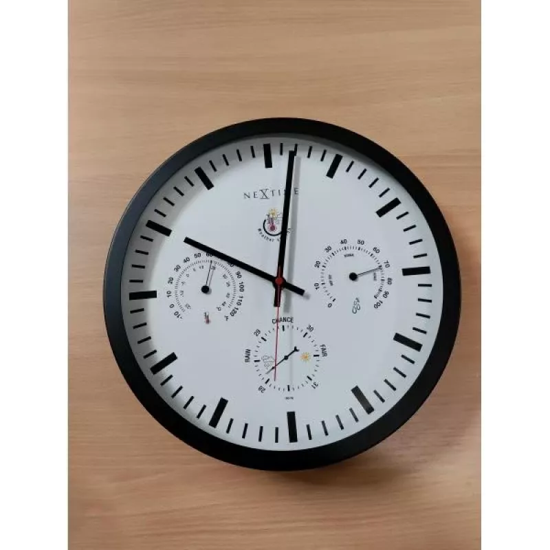 NeXtime kell 2635zw Weatherstation, Ø34 cm, Seinale, Must