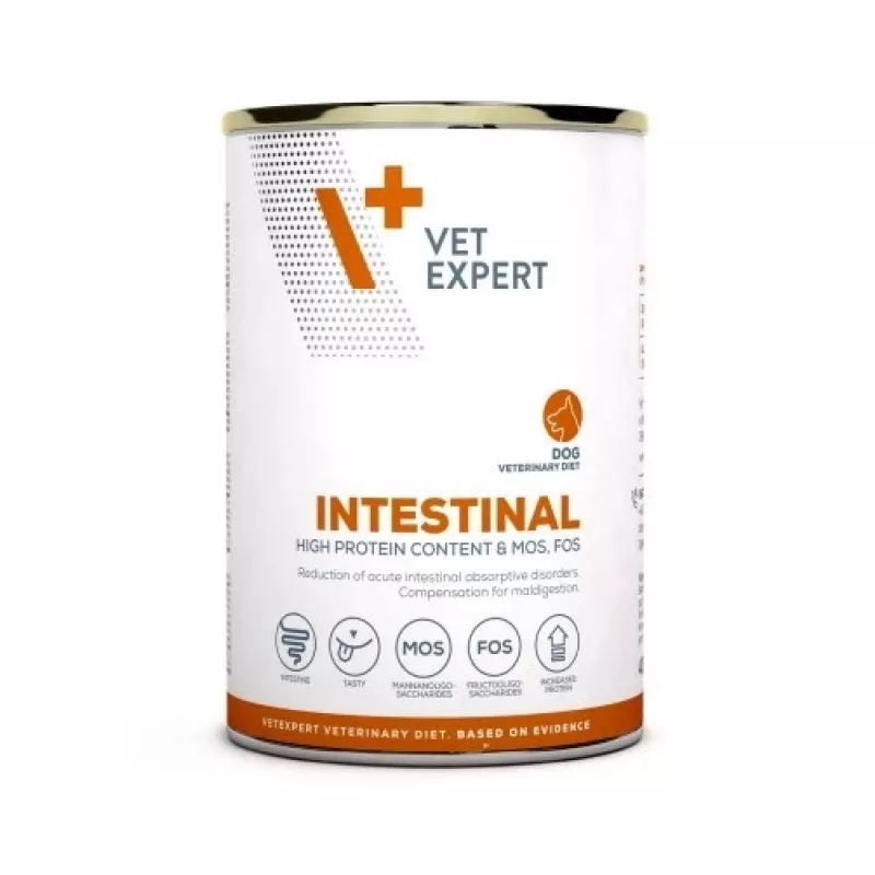 Märg koeratoit VETEXPERT Veterinary Diet Intestinal 400 g, linnuliha, teraviljavaba, seedekirurgiajärgseks taastumiseks