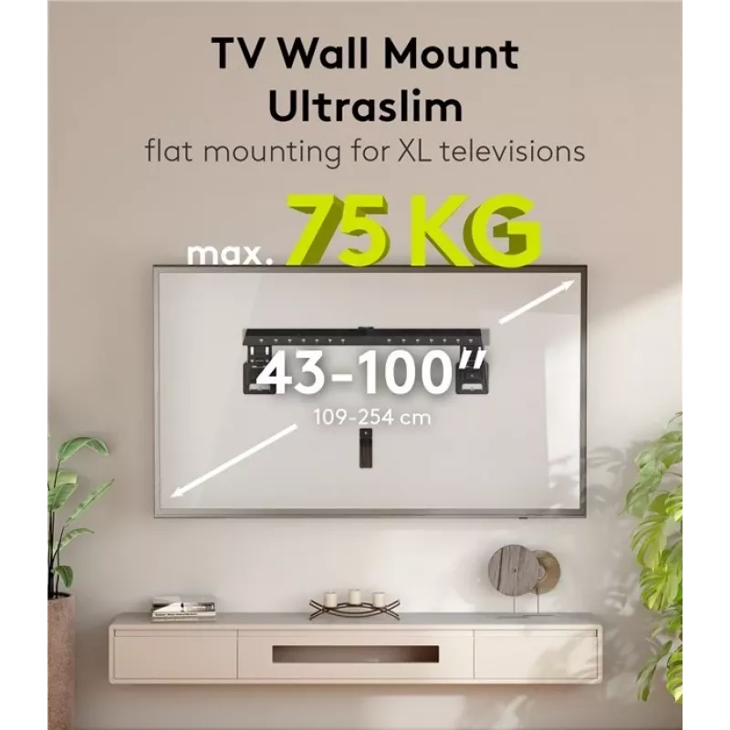Fikseeritud teleri seinakinnitus WENTRONIC Goobay Ultraslim 70822 XL Must lameekraanidele