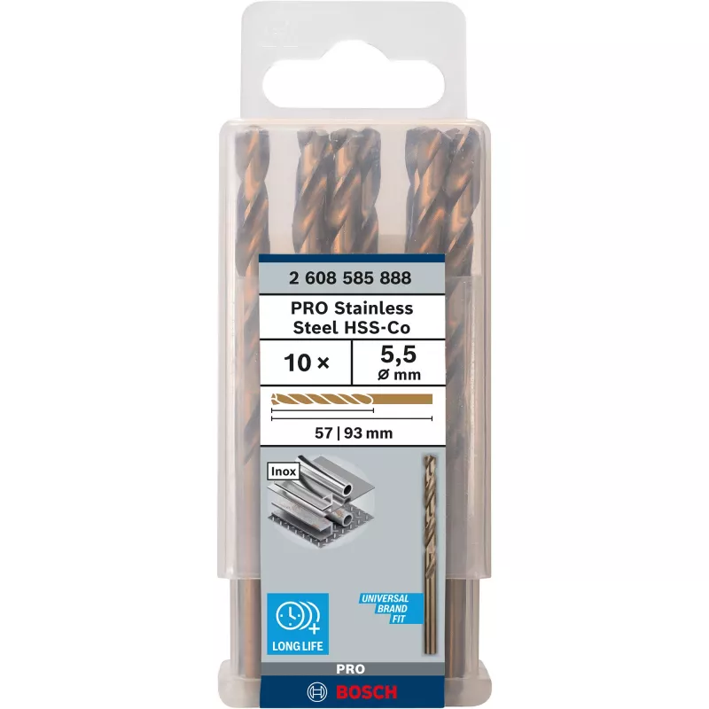 Bosch PRO Stainless Steel HSS-Co spiraalpuur, Ø 5,5 mm, 10 tk