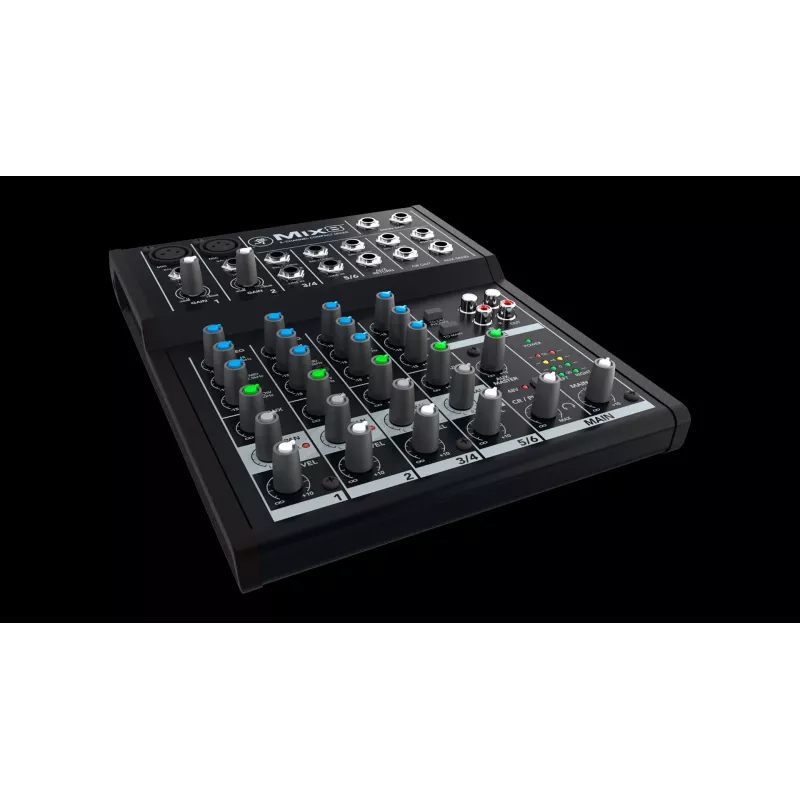 Mixer Mackie Mix8 — 8-kanaliga kompaktne analoogmikser, 20–30000 Hz, 3800 Ω mikrofoni sisend, 198×244×53 mm