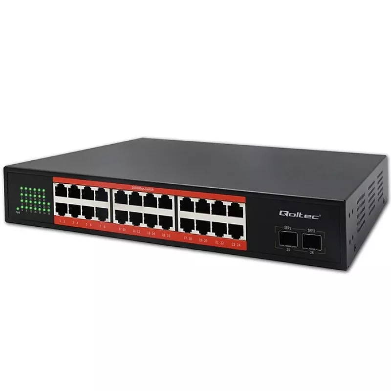 Võrgukommutaator QOLTEC Gigabit Ethernet PoE 24xRJ45 2xSFP