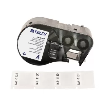 Brady, M4-49-427, iselamineeruv vinüül, valge/läbipaistev, 25,40 x 9,53(25,40) mm, püsiliimiga, kaabli läbimõõdule 2,70–5,10 mm (260 tk) (170750)