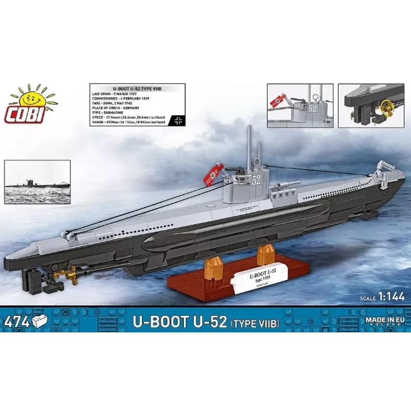 Ehituskomplekt Cobi U-Boot U-52 — 474-osaline mudelikomplekt
