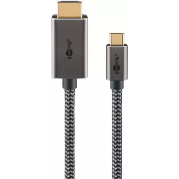Goobay USB-C -to-HDMI -Braided Cable 4K a 60 Hz 1 m Must Silver - -Plug> (75699)