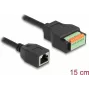 DeLOCK RJ45-kaabel Cat.5e pistikupesa klemmiploki adapterile 15 cm Must