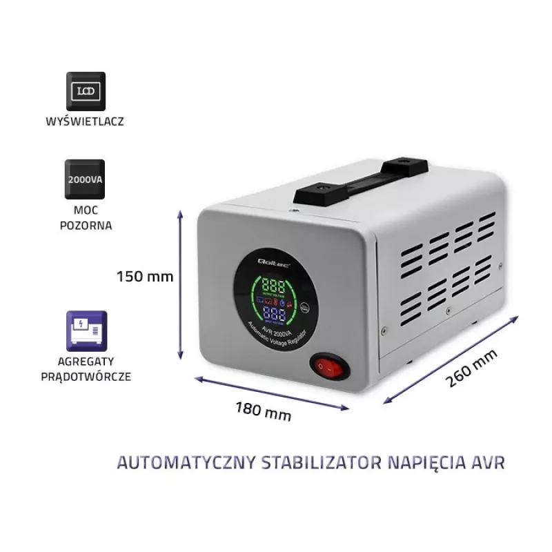 Qoltec 50724 Automaatne pingestabilisaator AVR 2000VA