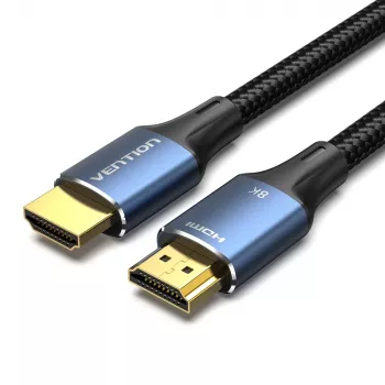 Vention puuvillase punutisega HDMI-A isane-isane HD kaabel 8K 5 m sinine alumiiniumisulamist tüüp