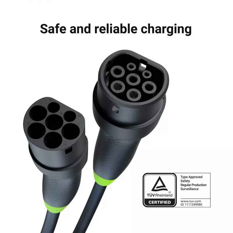 Laadimiskaabel roheline Cell EVKABGC03 — Type 2, 5 m, 11 kW, elektrisõidukitele