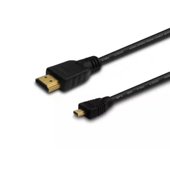 HDMI kaabel SAVIO CL-39 1 m — tüüp A (isane) tüübile D Micro (isane), HDMI 1.4, 4096x2160, ARC, Ethernet, kullatud kontaktid, must