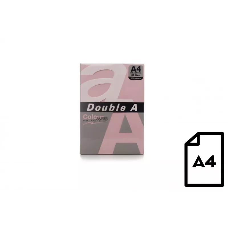 Värviline paber Double A, 80g, A4, 500 lehte, roosa