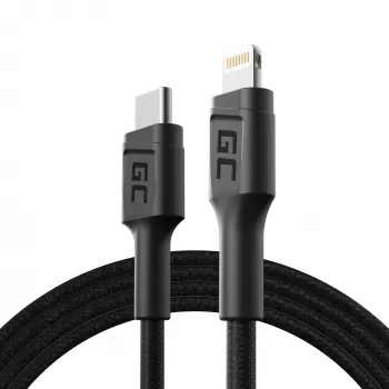 Lightning to USB‑C kaabel roheline Cell KABGC07, 1 m, must, Lightning (isane) to USB‑C (isane), 480 Mbps