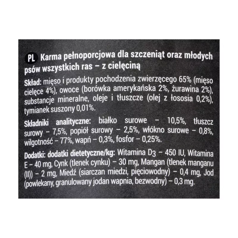 Dolina Noteci Rafi Junior vasikaliha, jõhvika ja mustikaga - Märg koeratoit 400 g