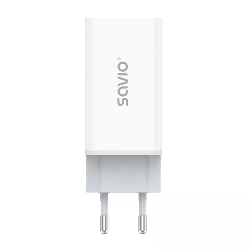 SAVIO LA-07 GaN 65W seinadapter, USB, QC4.0+, PD 3.0, Valge