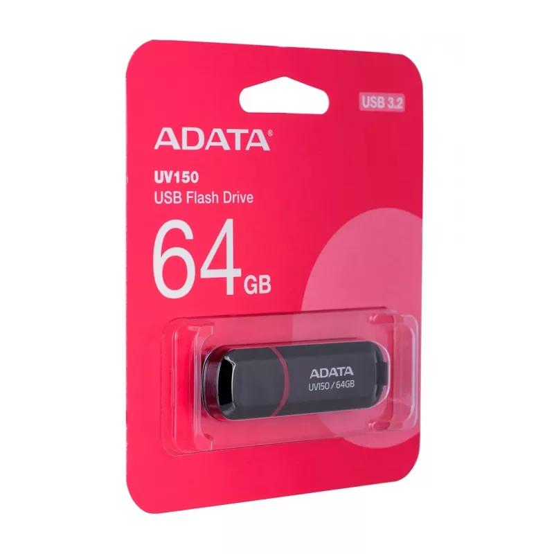 ADATA 64GB DashDrive UV150 USB-mälupulk USB Type-A 3.2 Gen 1 (3.1 Gen 1) Must