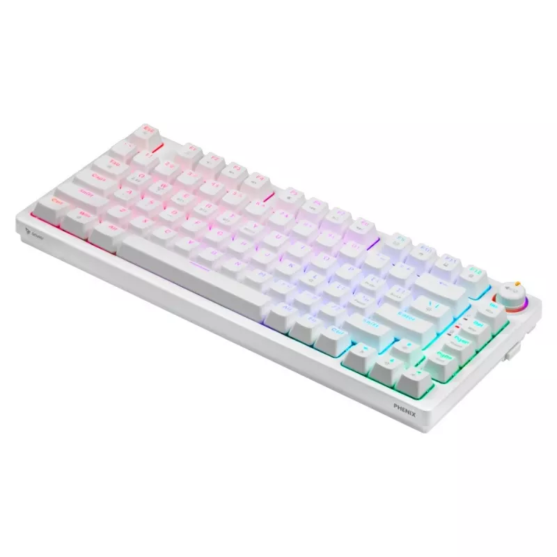 SAVIO PHENIX WHITE juhtmeta mehaaniline klaviatuur, Gateron Red Pro, ABS