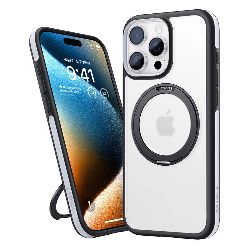Kaitseümbris Torras Ostand R Fusion iPhone 16 Pro Maxile — Must
