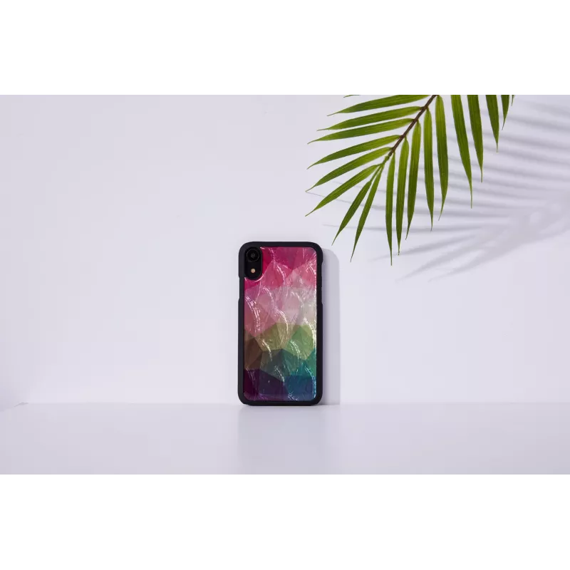 Nutitelefoni ümbris iKins iPhone XR-ile — vee-lillemustriga, must