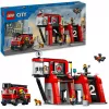 Konstruktsioonimänguasi LEGO City tuletõrjedepoo pöördredeliga sõidukiga 60414 — 843 detaili, 5 minifiguuri, 220×320×140 mm