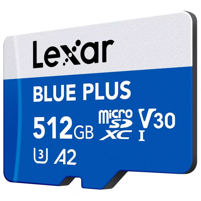 MicroSDXC-mälukaart Lexar BLUE PLUS 512 GB, UHS‑I, lugemiskiirus 170 MB/s, U3/V30