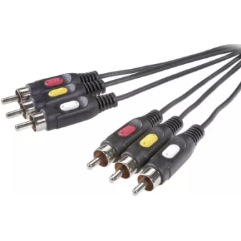 SpeaKa Professional SP-7869868 komposiitvideokaabel 10 m 3 x RCA must (SP-7869868)