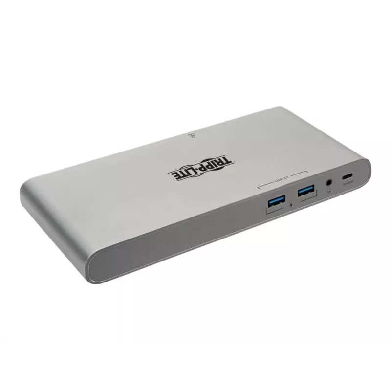 Eaton Tripp Lite USB-C dokk, kolmekordne ekraan - 4K HDMI/DisplayPort, VGA, USB 3.2 Gen 1, USB-A/USB-C jaotur, GbE, 100W PD laadimine, rahvusvahelised toitekaablid - dokkimisjaam - USB-C