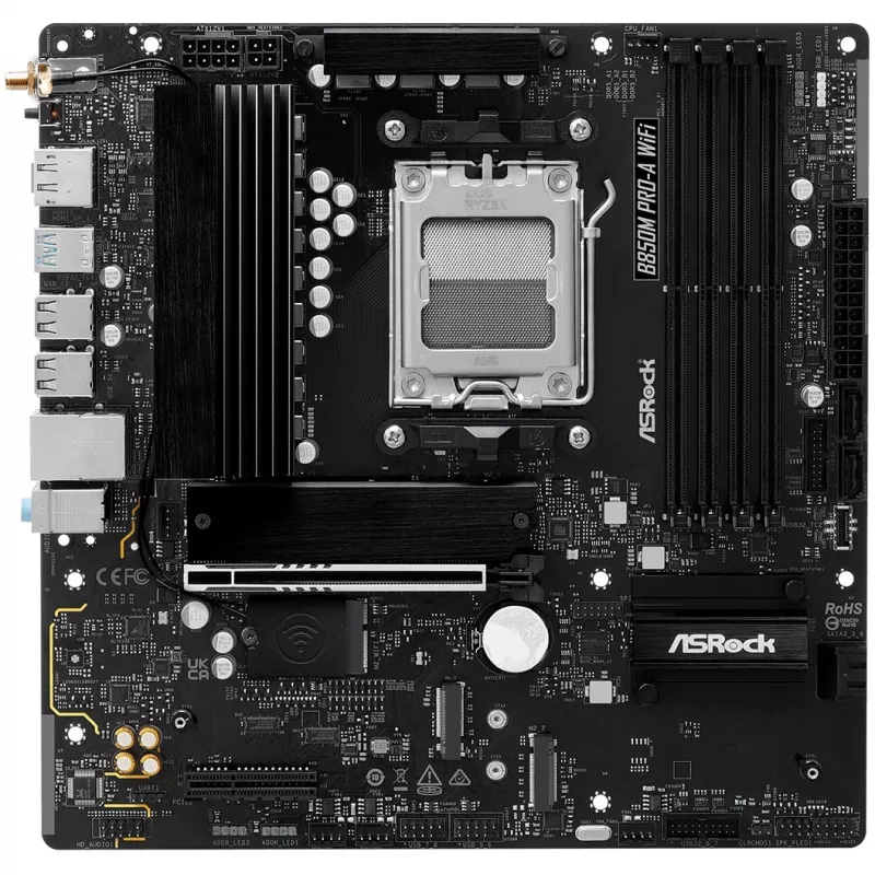 Emaplaat ASRock B850M Pro-A WiFi micro ATX – AMD B850, Socket AM5, DDR5, 4x DIMM, 256GB, Wi‑Fi, 2.5Gb LAN