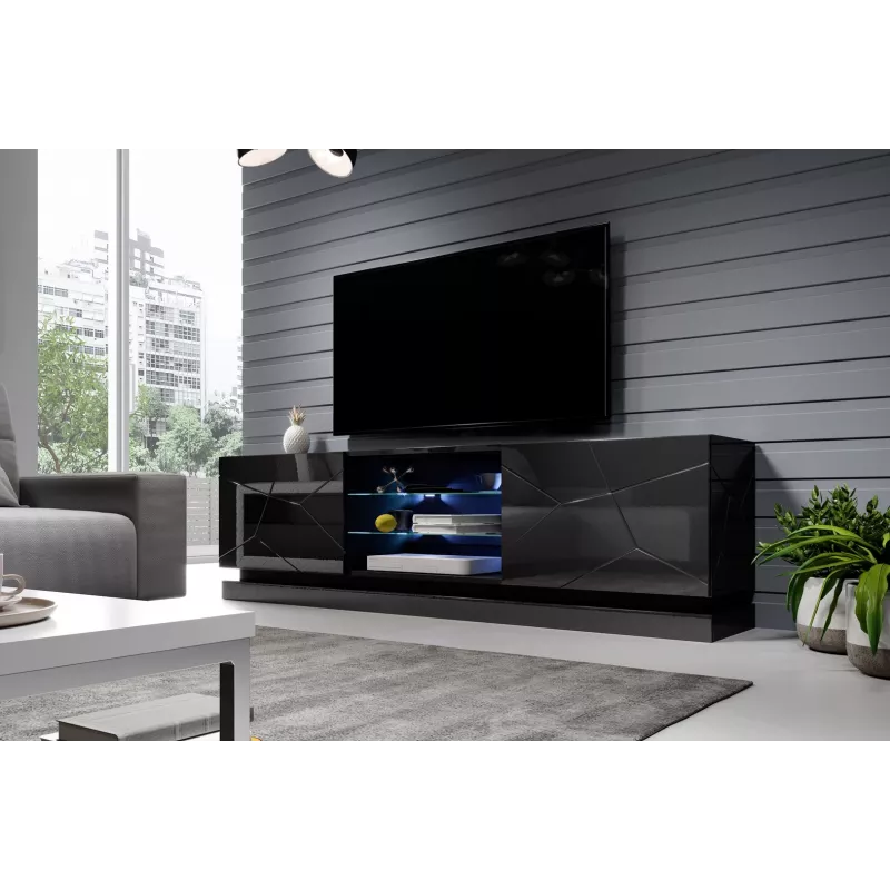 Cama TV-kapp QIU 200 MDF must läikiv/must läikiv