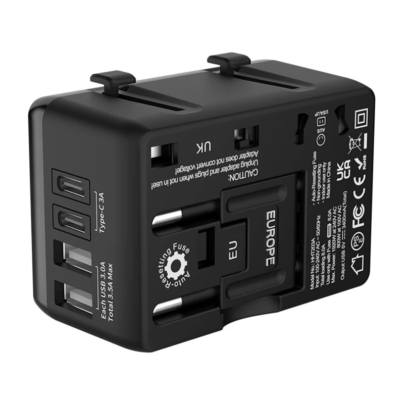 Reisiadapter BlitzWolf BW-TA1 4-in-1 2× USB PD 20W pordiga
