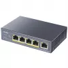 Võrgukommutaator Cudy GS1005P — 5-pordine Gigabit Ethernet 4 PoE-pordiga, 60 W koguvõimsus, metallkorpus, rack-paigaldatav