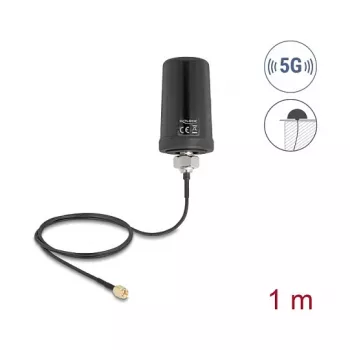 Väline antenn DELOCK 81473 — 5G LTE, GNSS, Wi‑Fi 6, SMA-pistik, võimendus 1,1–4,0 dBi, ringsuunaline