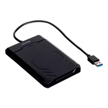 HDD/SSD korpus Unitek Y-3036, 2,5-tolline SATA III, USB 3.2 Gen 1 (5 Gbit/s), UASP, integreeritud USB-A kaabel, must