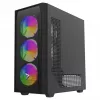 Arvutikorpus SAVIO Noctis Flow RGB — Kuubik, ATX/Mini-ITX, 3x 120 mm esiventilaatorit, karastatud klaasist külg, max GPU 35 cm