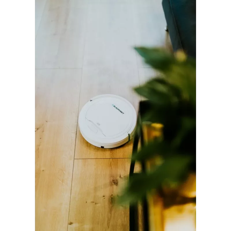 Robot vacuum BLAUPUNKT RVC201 — round, Valge, bagless 0.5 L dust container, 55 min runtime
