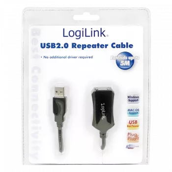 LogiLink USB 2.0 repiiterkaabel - 5,0 m USB-kaabel 5 M USB A