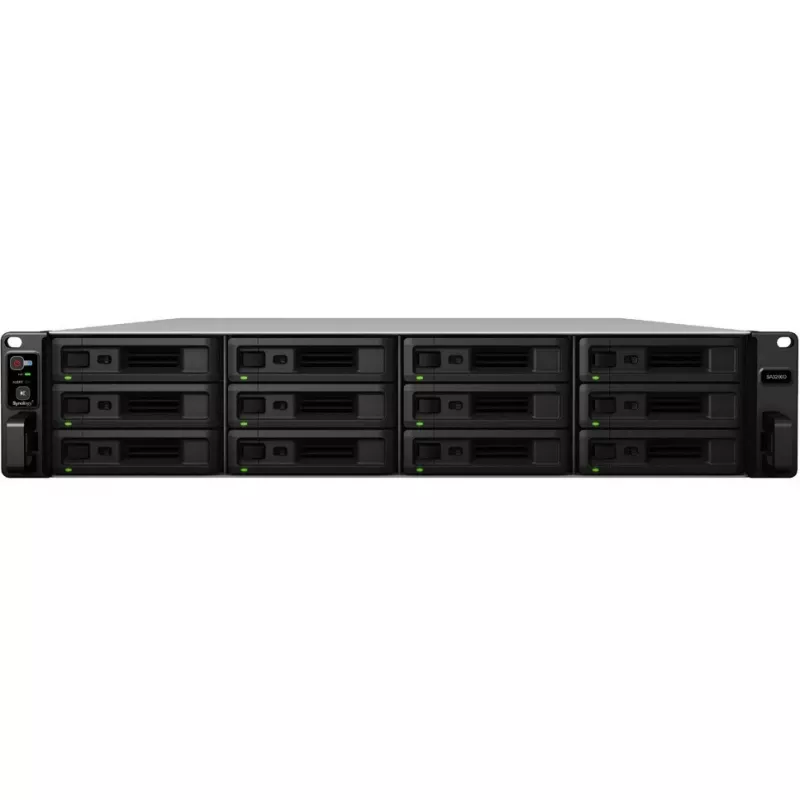 Synology SA3200D NAS-server, 12 pesa, rack'ile paigaldatav, RAID 0/1/5/6/10/JBOD/RAID F1, 16 GB muutmälu, GbE/10GbE, iSCSI, 2U (SA3200D)