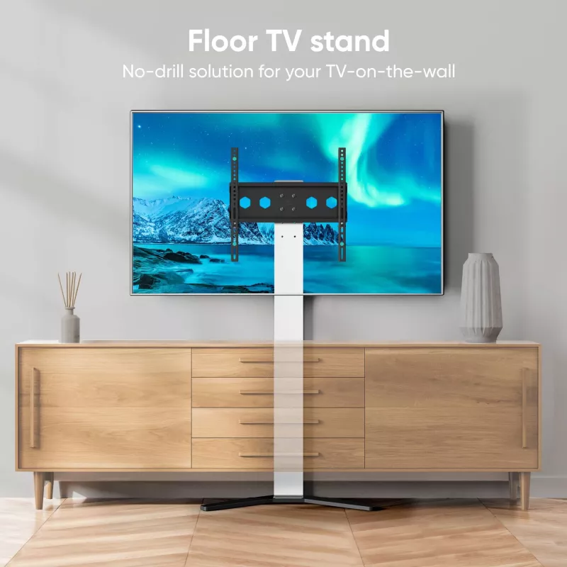TV-alus/statiiv ONKRON TS1140-W ekraanidele 66–165,1 cm (26–65 tolli), 35 kg, VESA 100x100–400x400, kõrgus 880–1100 mm, valge