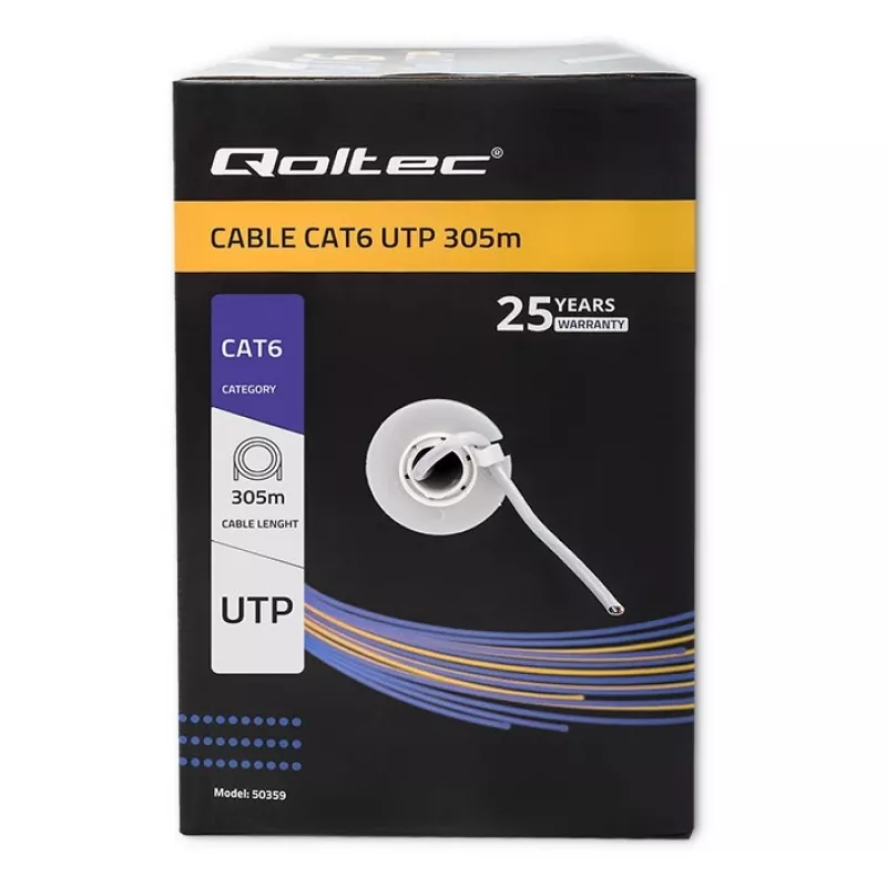 UTP-nöörkaabel QOLTEC 50359 RJ45 CAT6 305 m sinine
