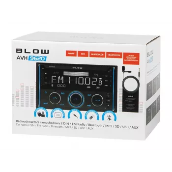 2DIN autoraadio BLOW AVH-9620 topelt-DIN-i armatuurlaua peasüsteem Bluetooth 5.0, USB Type-A, 2,8-tollise ekraaniga, 4×60 W RMS