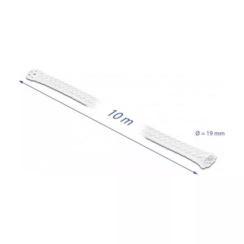 Põimitud varrukas DeLOCK 20805 10 m x 19 mm valge